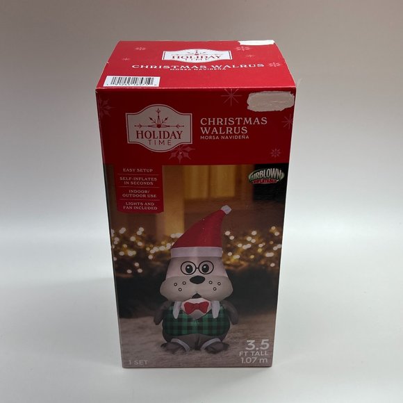 Holiday Time Airblown Inflatable Christmas Walrus Light Up Indoor Outdoor 3.5 Ft - Picture 1 of 7